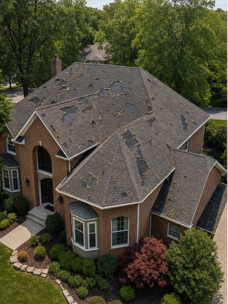 Residential roof before restoration